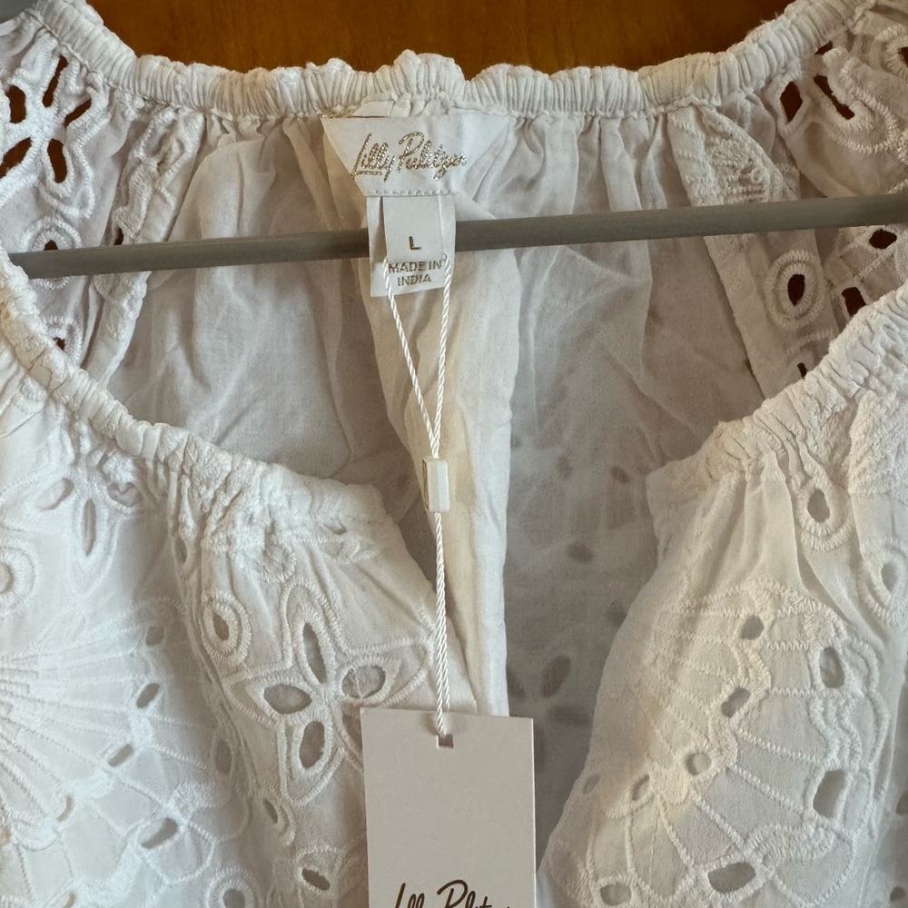 Lilly Pulitzer White Eyelet Lace Women's Top - Picture 2 of 3